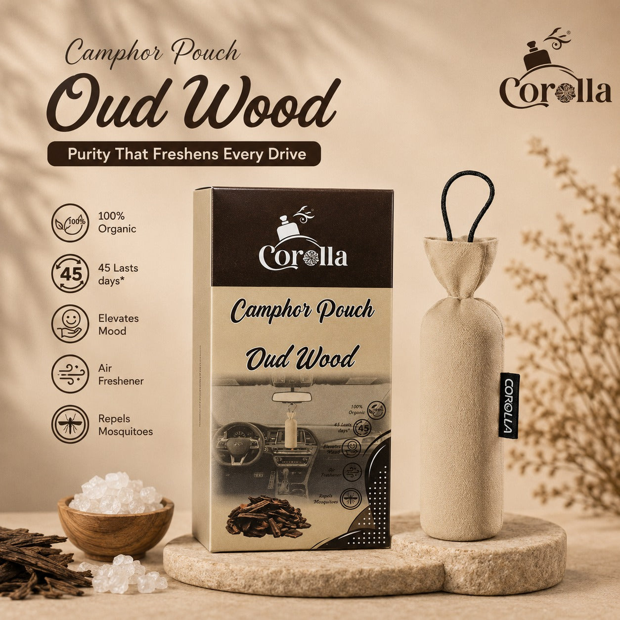 Oud Wood Pod for Home, Office & Car Freshness | Corolla Fresh