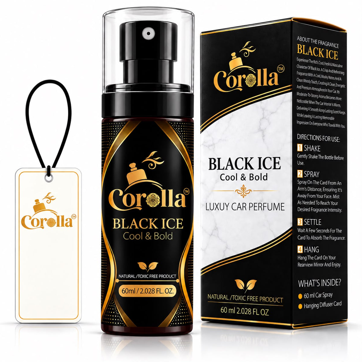 Black Ice Luxury Car Perfume Spray With Hanging Card