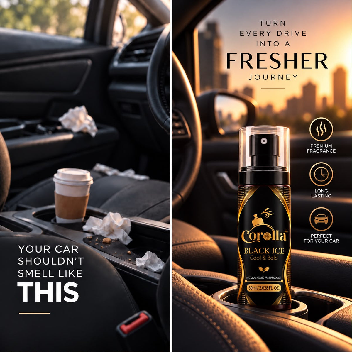 Black Ice Luxury Car Perfume Spray With Hanging Card