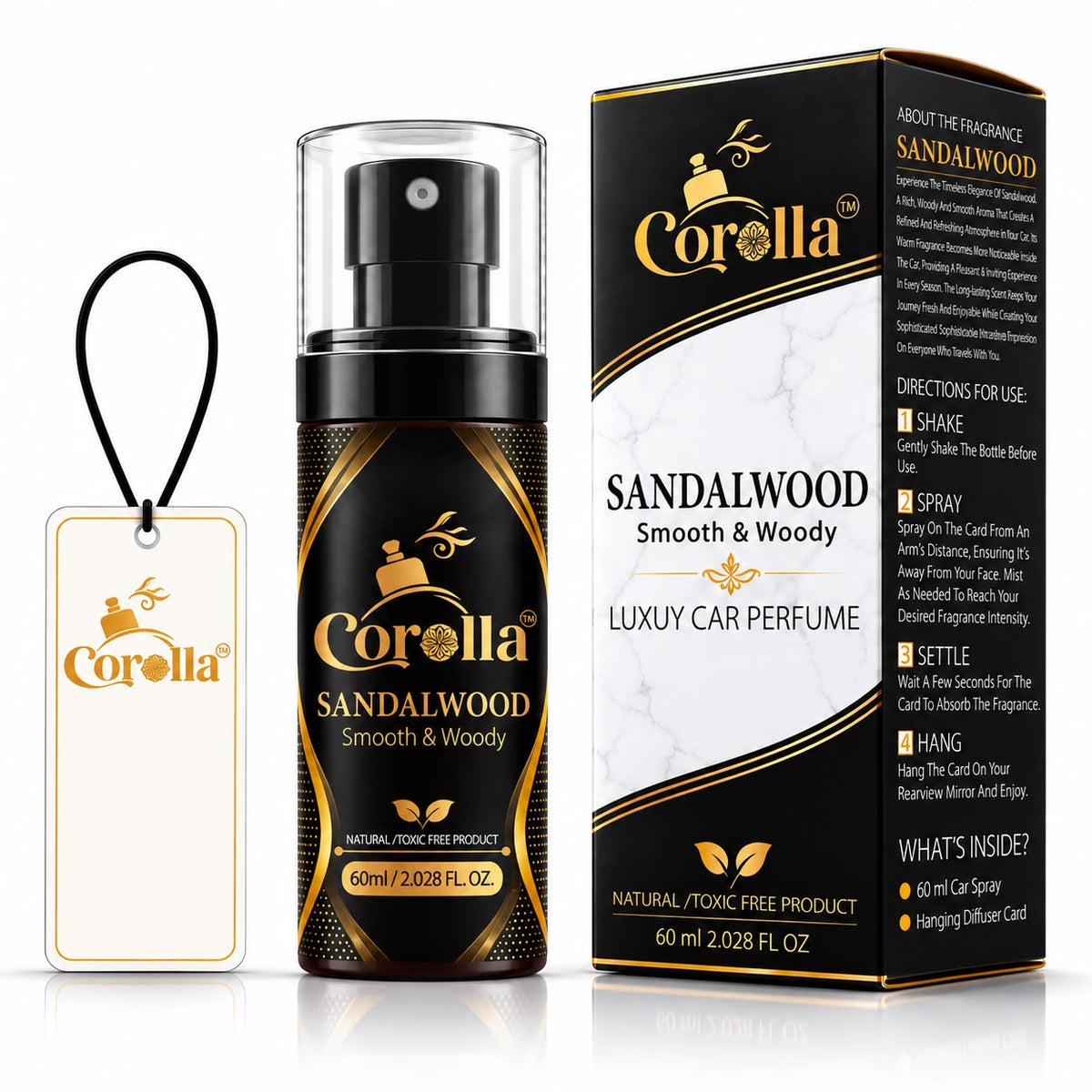 Sandalwood Luxury Car Perfume Spray with Hanging Card