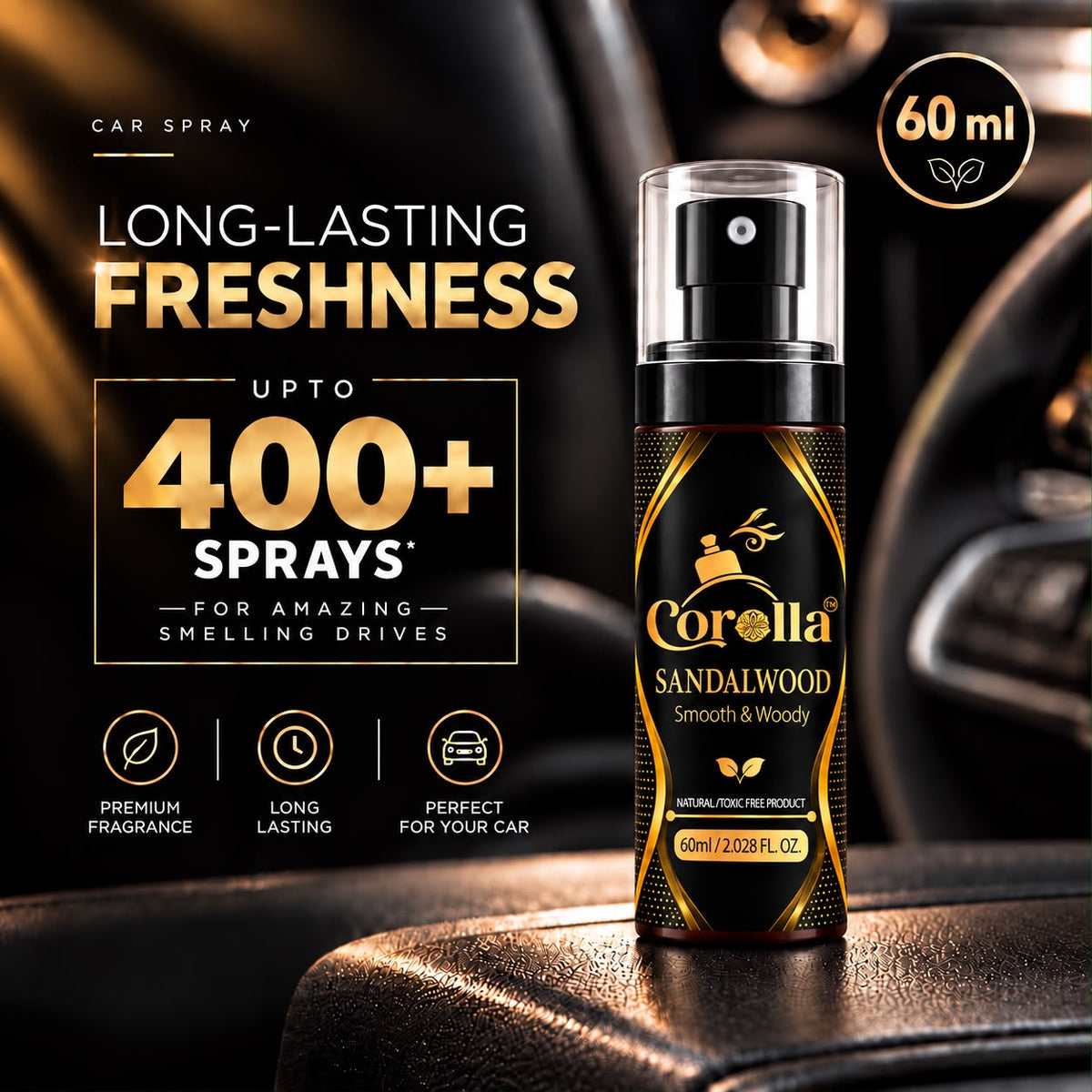 Sandalwood Luxury Car Perfume Spray with Hanging Card